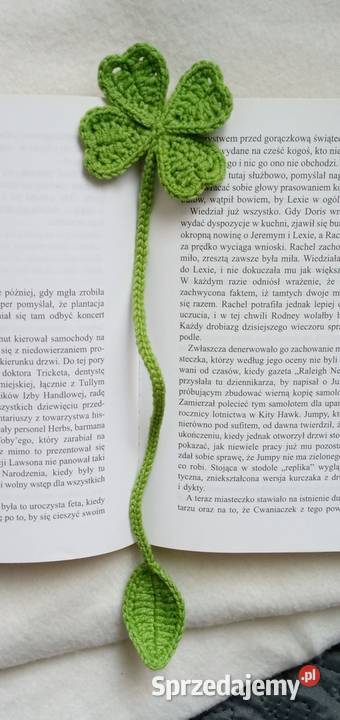 Koniczynka wykonana na szydełku zakładka do łódzkie Łask