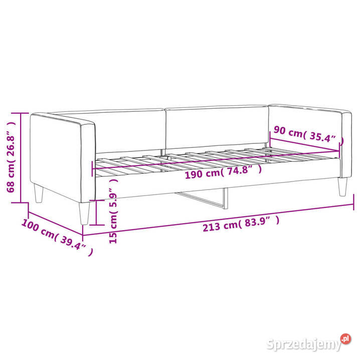 Sofa z funkcją spania czarna obita tkaniną Warszawa