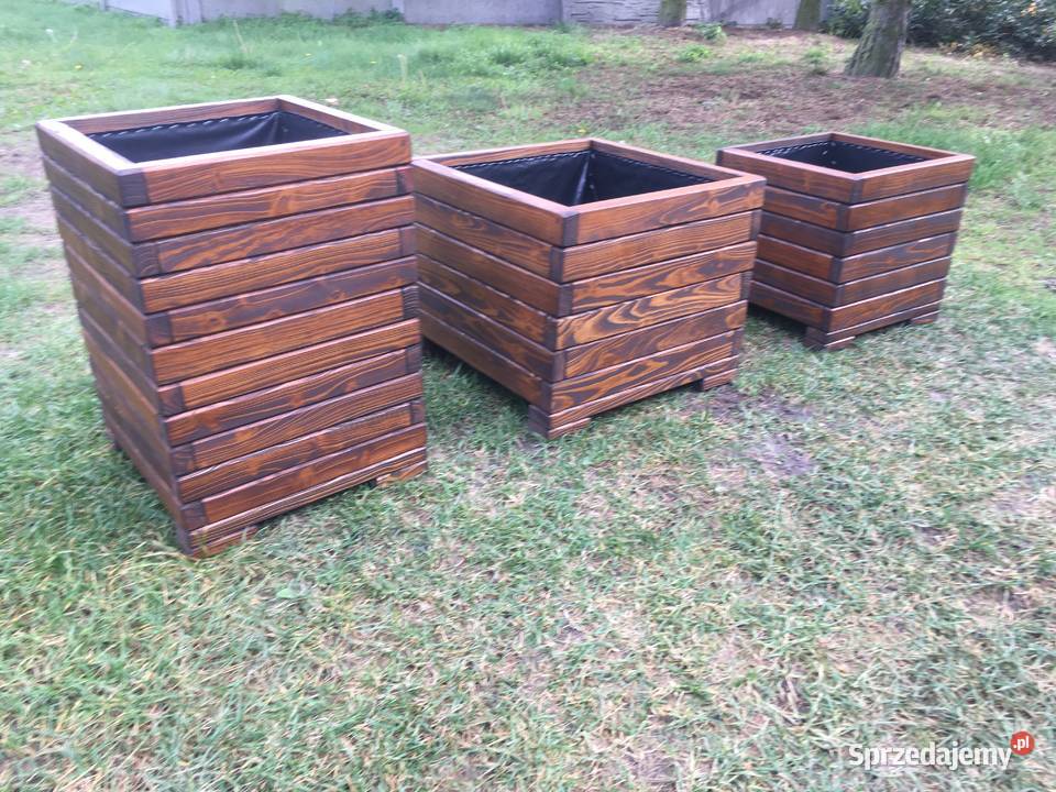 Donica drewniana donica ogrodowa doniczki pod Donice sprzedam