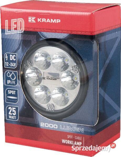Lampa robocza LED okrągła 25W 2000lm 1030V 117 Części samochodowe małopolskie Kamionna