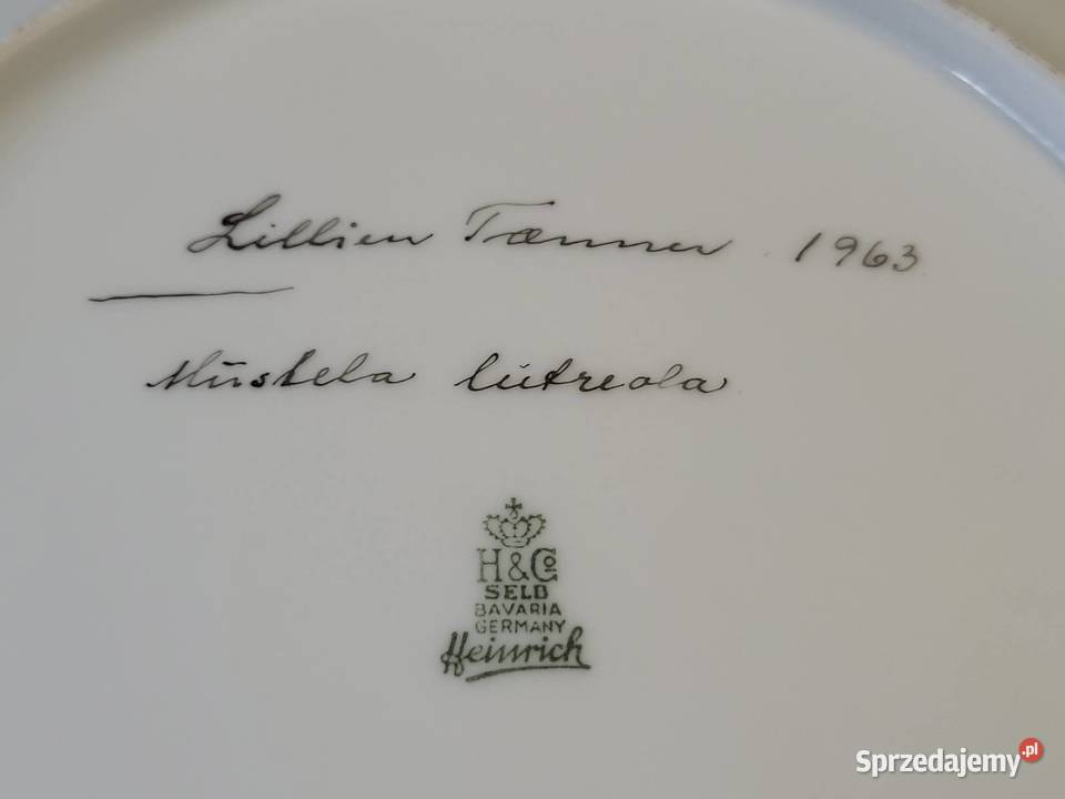 Ręcznie malowany talerz z norką 1963 Gdańsk