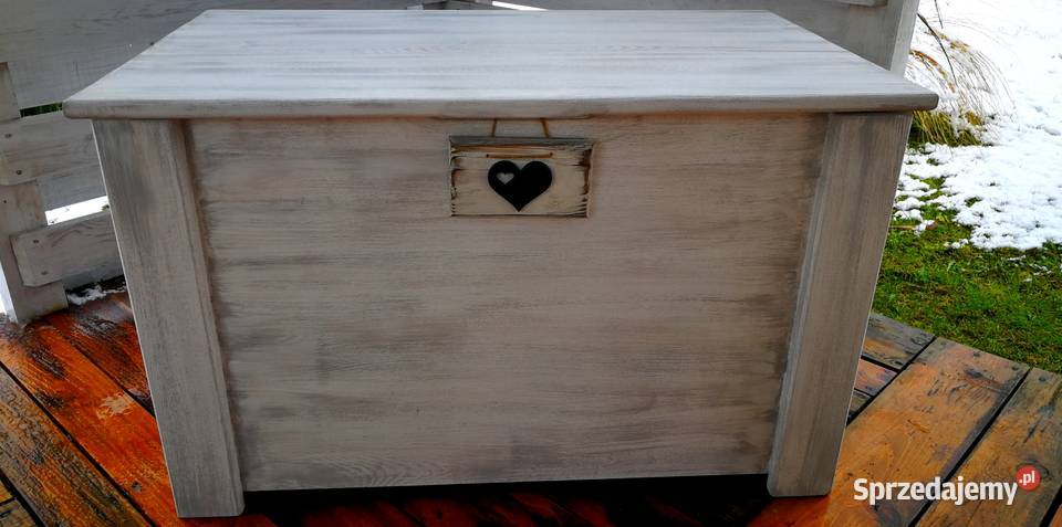 Skrzynia drewniana jako stolik kawowy ława 85cm Radków