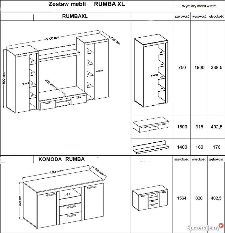 DUŻA Meblościanka XL 4 kolory komoda rtv witryna 41cm Wrocław sprzedam