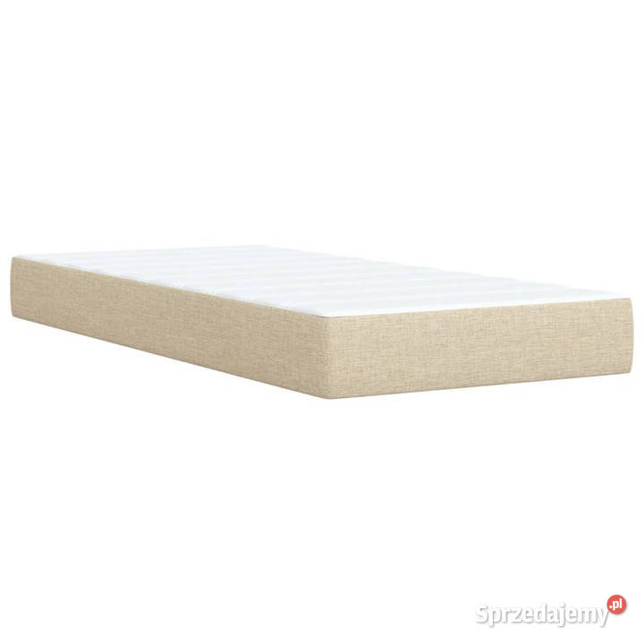 Łóżko kontynentalne z materacem kremowe tkanina 100cm