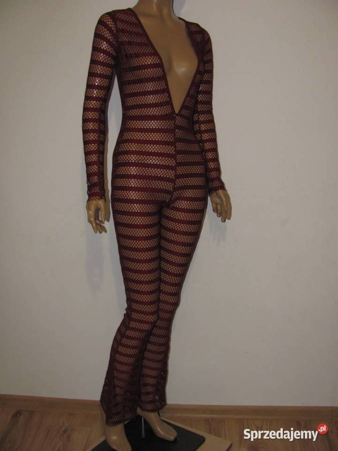 kostium kombinezon sexy siateczka bordowy Zamość
