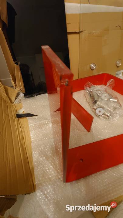 Ława szklana czarna czerwone nogi 110x60 Zielona Góra