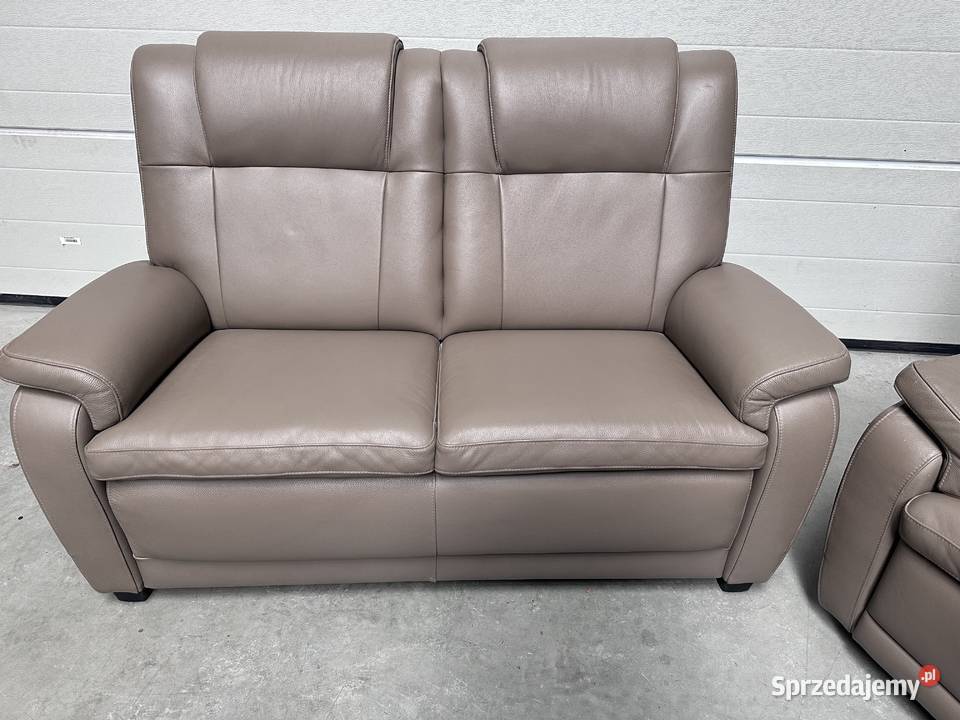 Idealny skórzany komplet sofa i rozkładany Sławoszewek