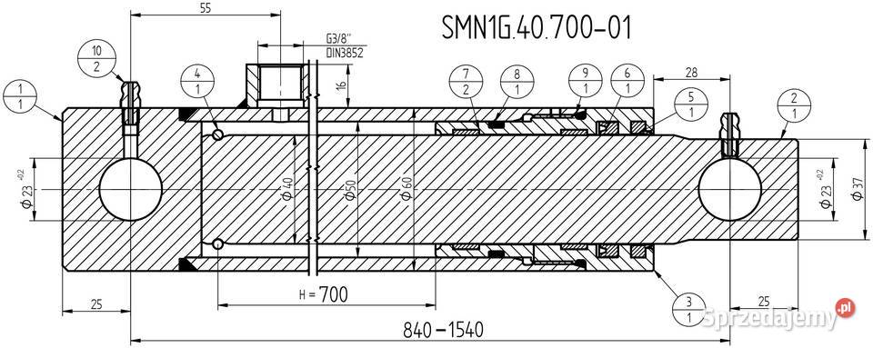 SIŁOWNIK Cylinder Hydrauliczny NURNIK 40x SKOK
