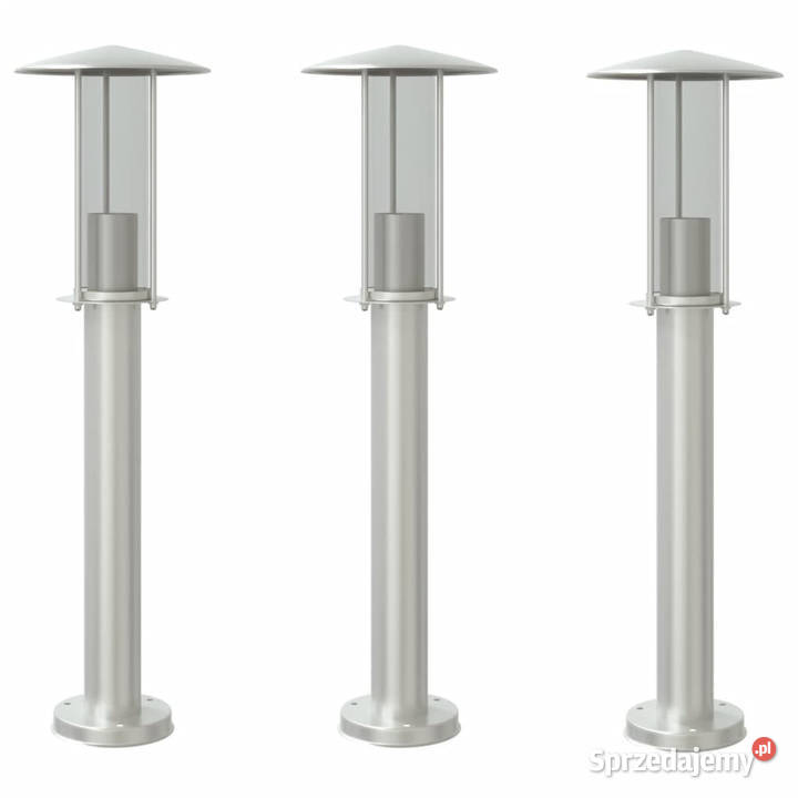 Lampy ogrodowe na słupku 3 srebrne 60 stal Warszawa