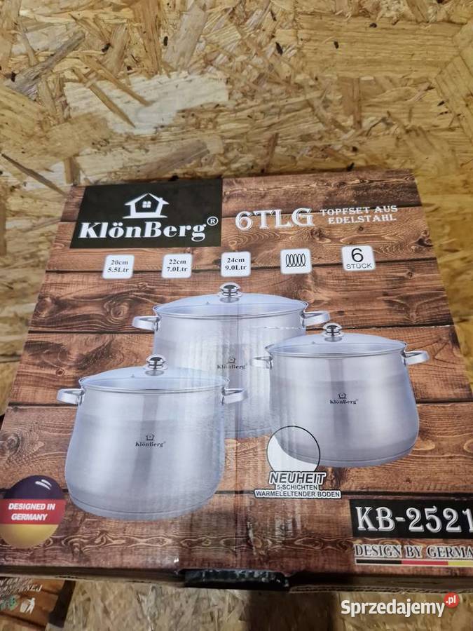 Zestaw dużych garnków ze stali KlnBerg 7 955L AGD drobne Głogowa sprzedam