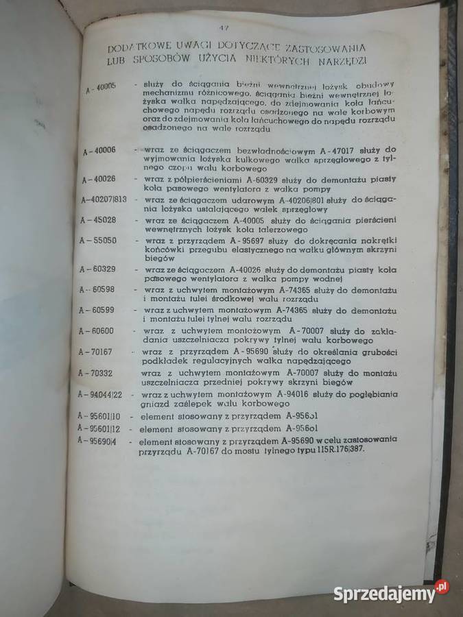 FSO Polonez Katalog narzędzi specjalistycznych Piaseczno sprzedam