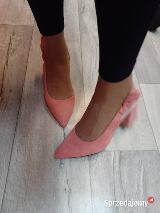 3940 Różowe czółenka wieczorowe z odkrytą piętą Kraków sprzedam