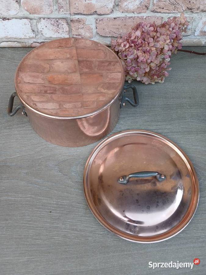Miedziany garnek z pokrywką poj 4 litry