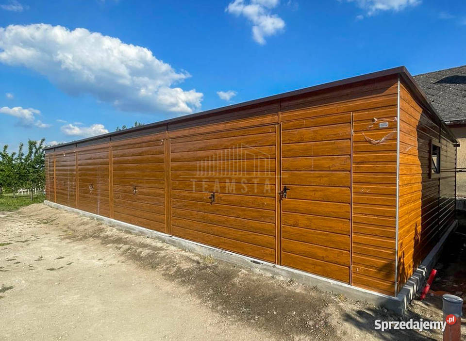 Garaz blaszany 16x5 m 4x brama uchylna 3x okno Malbork