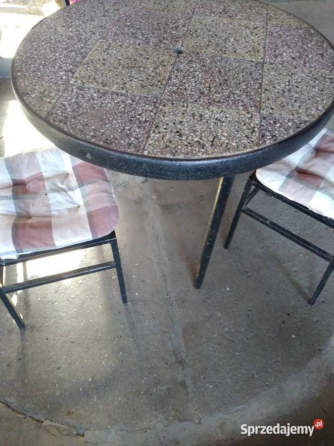 Stół masywny krzesła metalowe ogrod Głogów