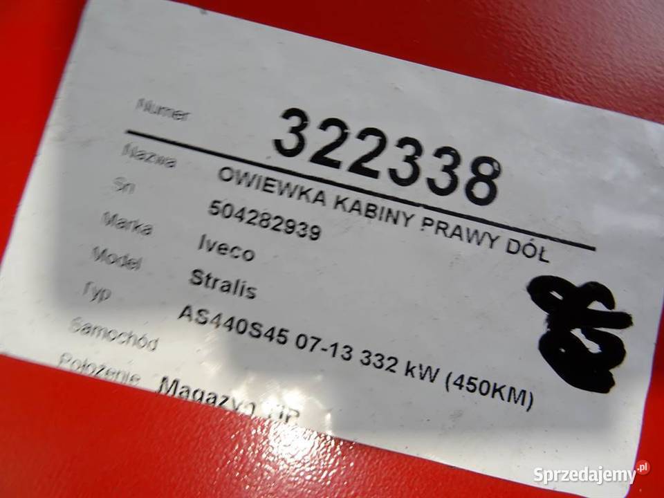 OWIEWKA KABINY PRAWY DÓŁ IVECO STRALIS I