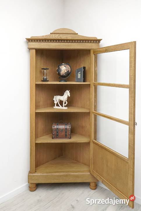 Antyczna narożna witryna z litego dębu renowacji Jerka sprzedam