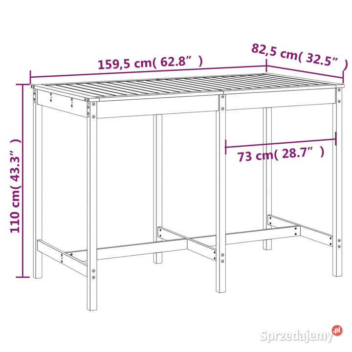Stół ogrodowy 1595x825x110 lite drewno sosnowe Warszawa