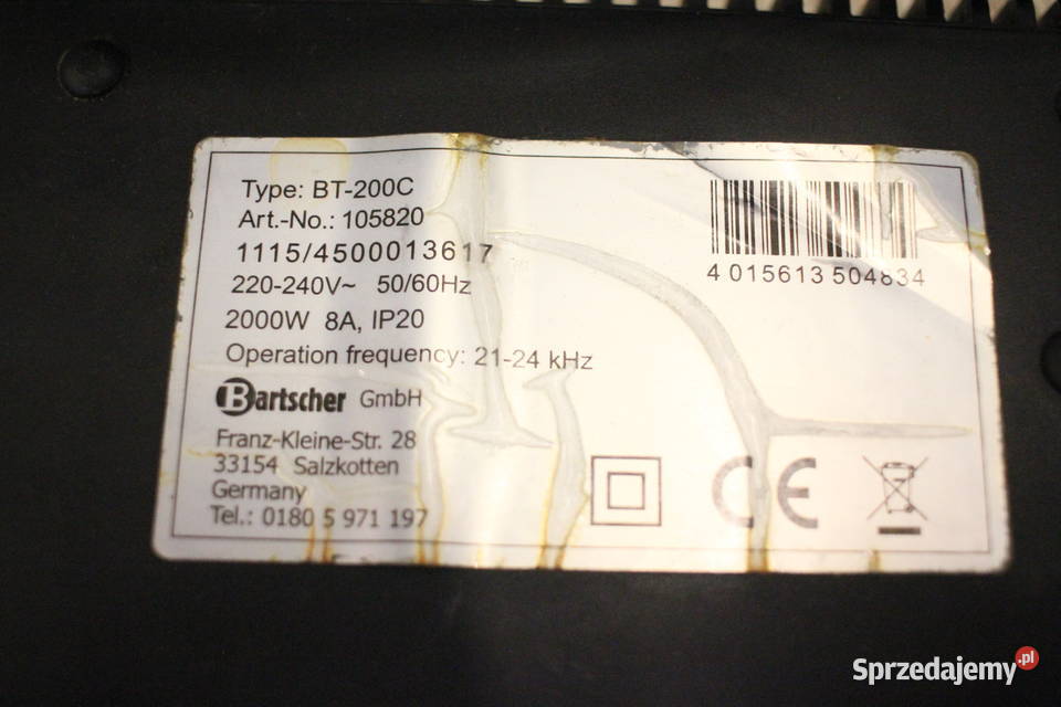 Kuchenka indukcyjna 285x340x60 Bartscher 105820 Pszczyna