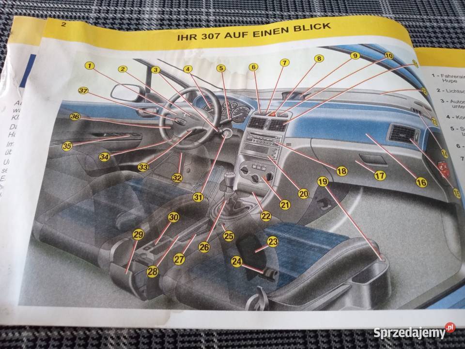 Peugeot 307 Instrukcja obsługi Książka 2001 Łódź