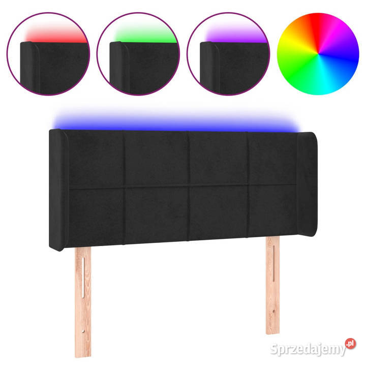 Zagłówek do łóżka z LED czarny 103x16x7888