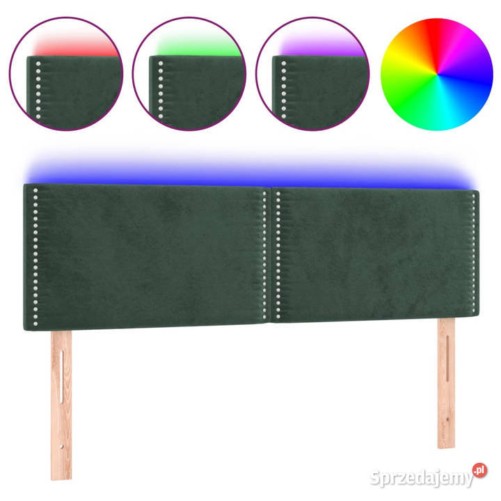 Zagłówek do łóżka z LED ciemnozielony 144x5x7888 Meble Warszawa