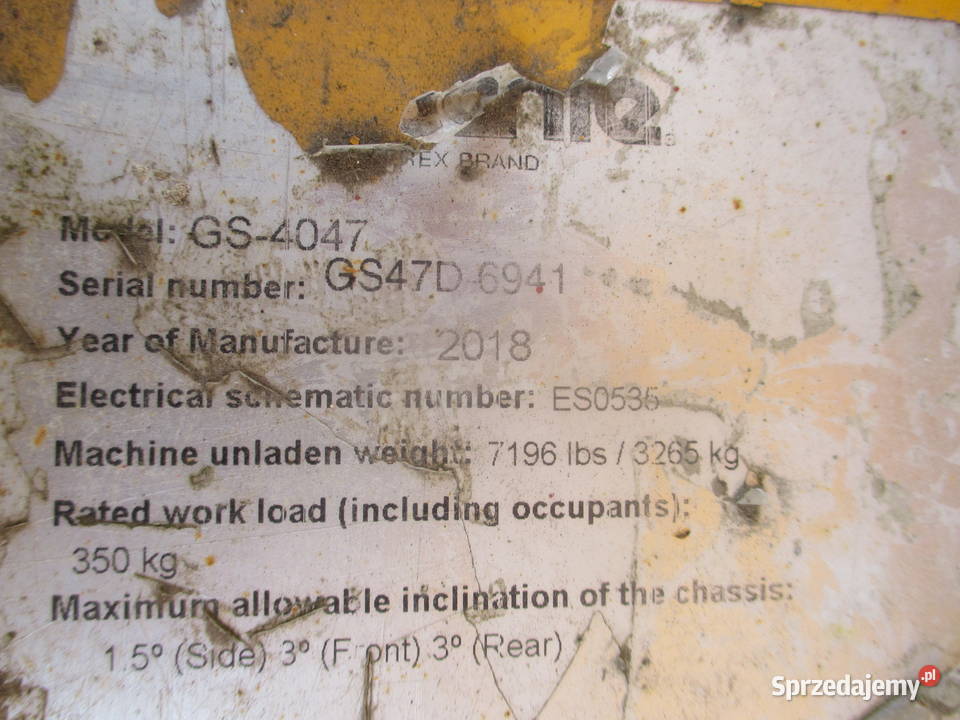 Podnośnik nożycowy zwyżka Genie GS4047 Rok produkcji 2018 Dźwigi, podnośniki Pleszew