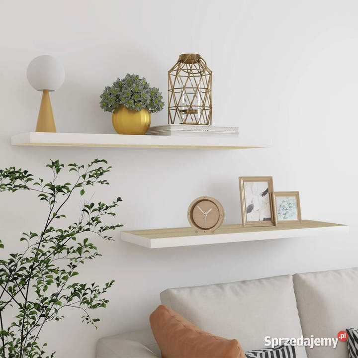 Półki ścienne 2 dębowobiałe 90x235x38 MDF Warszawa