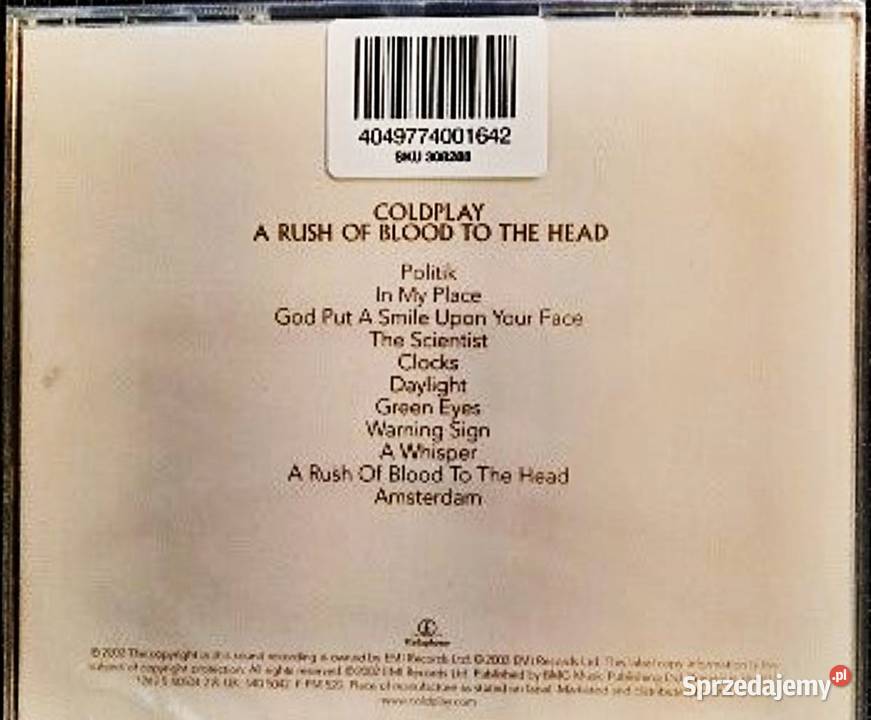 Album CD COLDPLAY A Rush Of Blood To The Head Płyty i kasety Warszawa