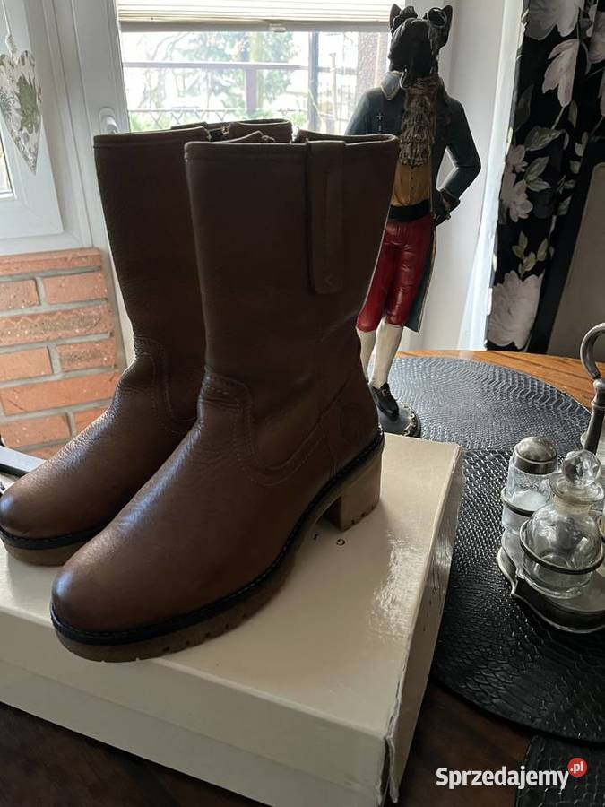 Kozaczki Wrangler koloru Camel skóra obcas śląskie Chorzów