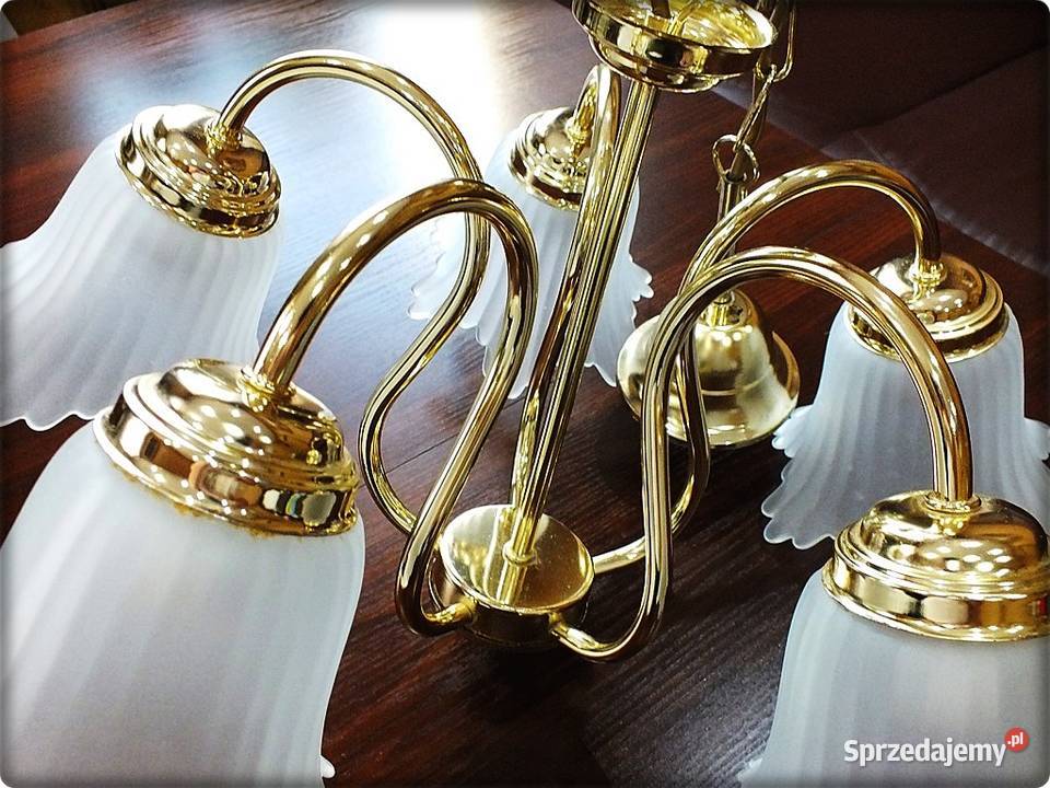 Lampa wisząca sufitowa Złoty żyrandol 5 ramienny Żary