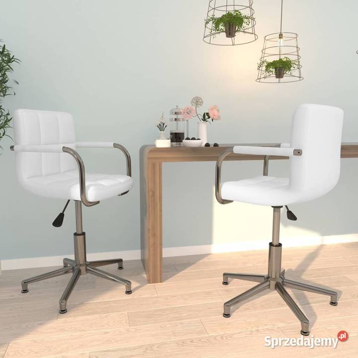 vidaXL Obrotowe krzesła stołowe 2 białe sztuczna Warszawa