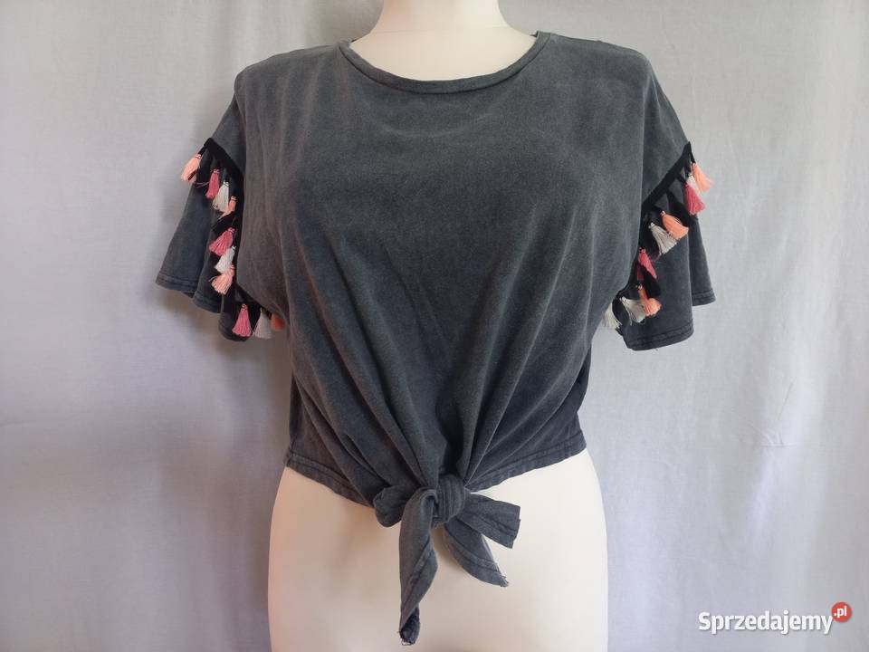 Tshirt szare Bluzka frędzle Primark wiązanie Rozmiar 42(XL) Białystok