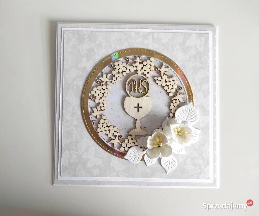 Kartka ręcznie robiona Komunia Święta handmade Łódź
