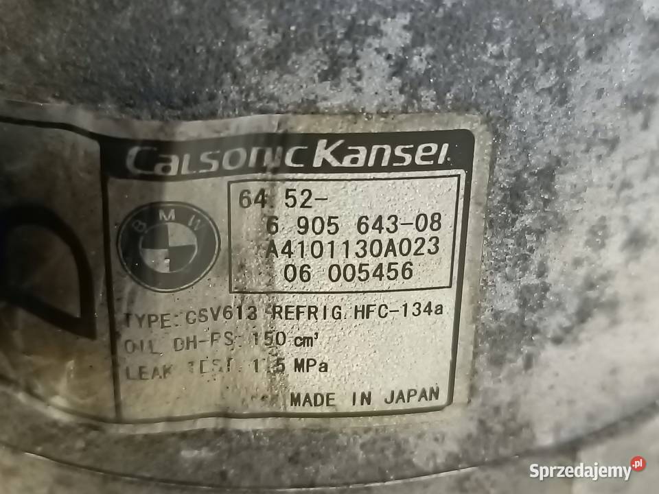 SPRĘŻARKA KLIMATYZACJI BMW X3 E83 20 D 690564308 Kompresory klimatyzacji Chełm