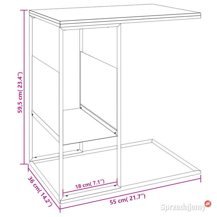 Stolik boczny biały 55x36x595 materiał Warszawa