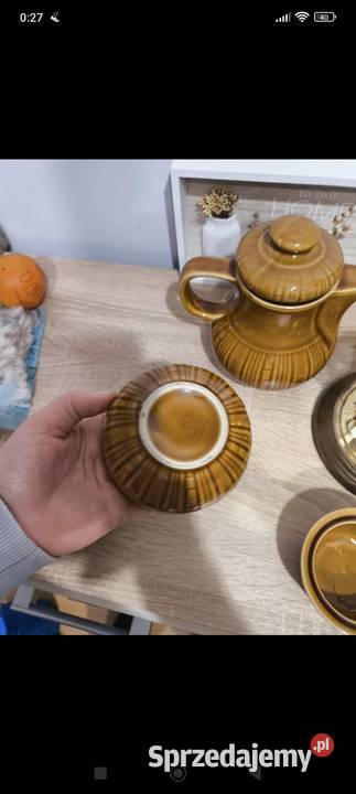 Zestaw naczyń z PRL stary zegar Łódź