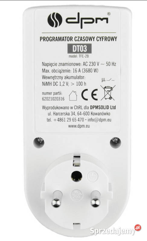 Programator czasowy DPM DT03gwarancja łódzkie