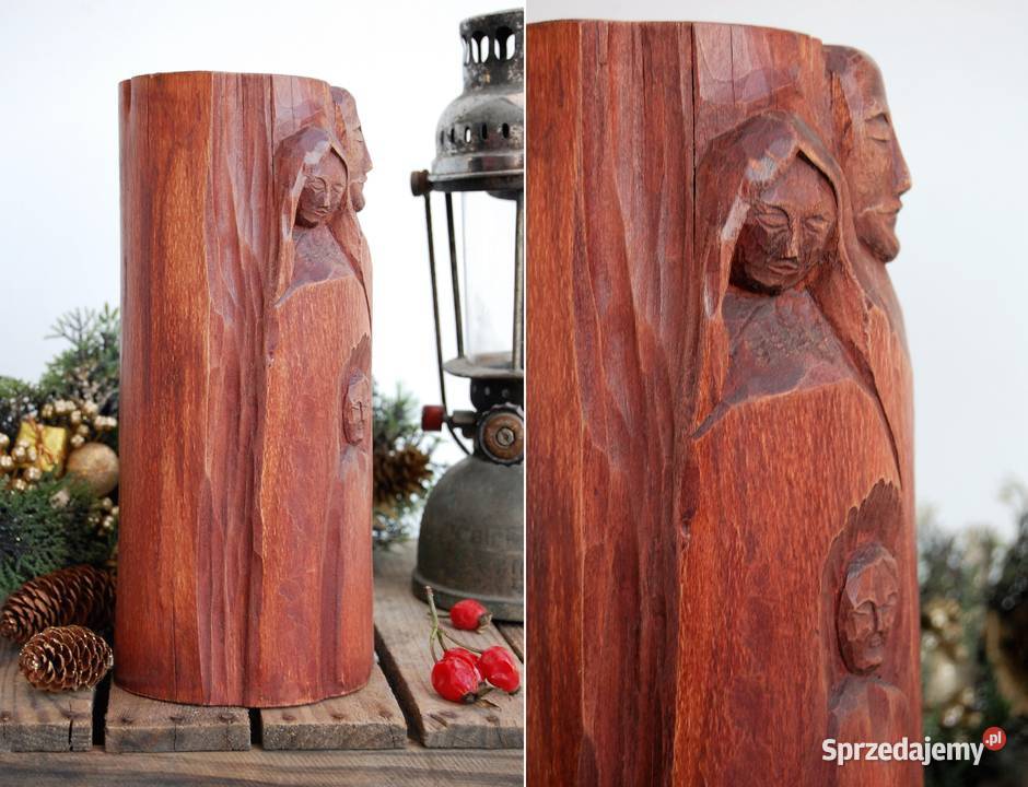 Święta Rodzina rzeźba drewno rękodzieło lata 90 Dekoracje i ozdoby Dekoracje i ozdoby lubelskie Lublin