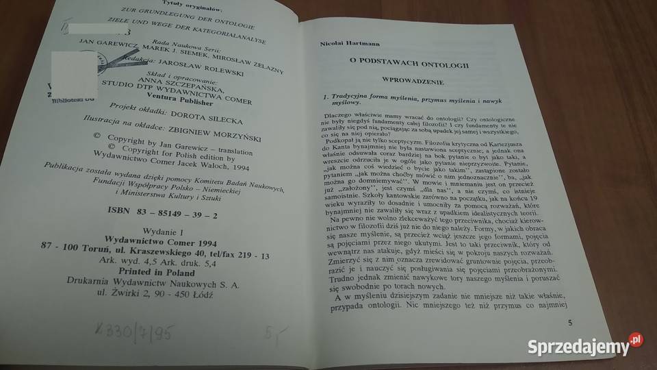 O podstawach ontologii cele i drogi analizy Gdańsk