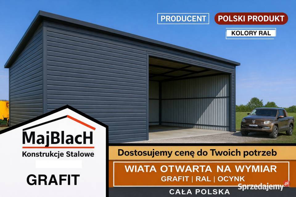 Garaż Blaszany Jednospadowy GRAFITOWYZłoty Dąb 240zł/m2