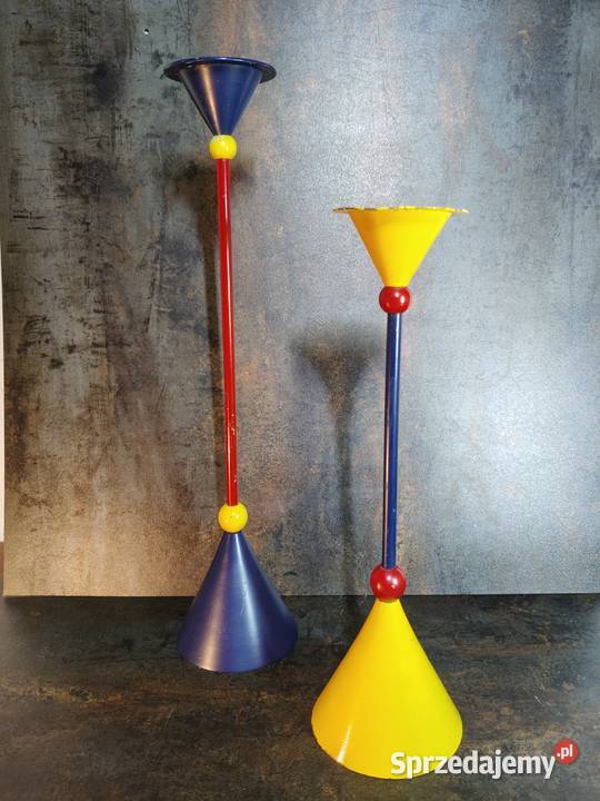 Świeczniki 2 Memphis style vintage lata 80 Kalisz sprzedam