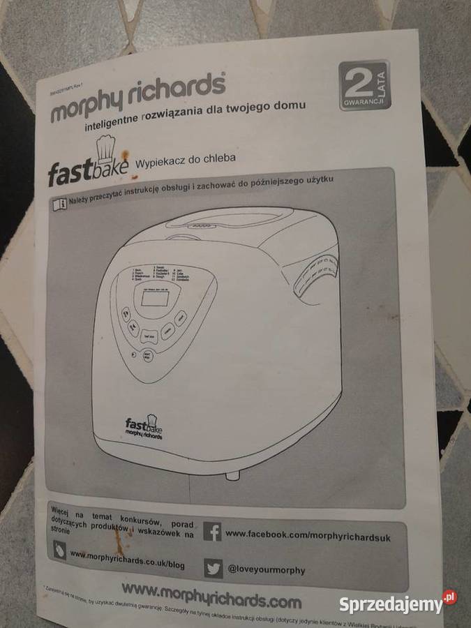 Wypiekacz do chleba Morphy Richards Fast Bake wielkopolskie Biskupice sprzedam