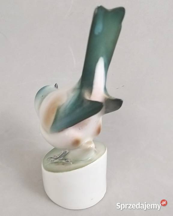 Ptak Sikorka modra porcelana Zsolnay Węgry lata Bronisze sprzedam