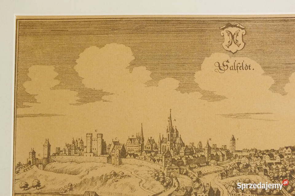 Oryginalny Miedzioryt Saalfeld Merian ok 1650 Lubin