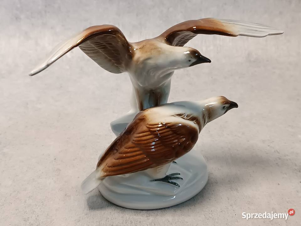 Porcelanowa Kolekcjonerska figura Para Ptaków Porcelana i szkło Dobrzany