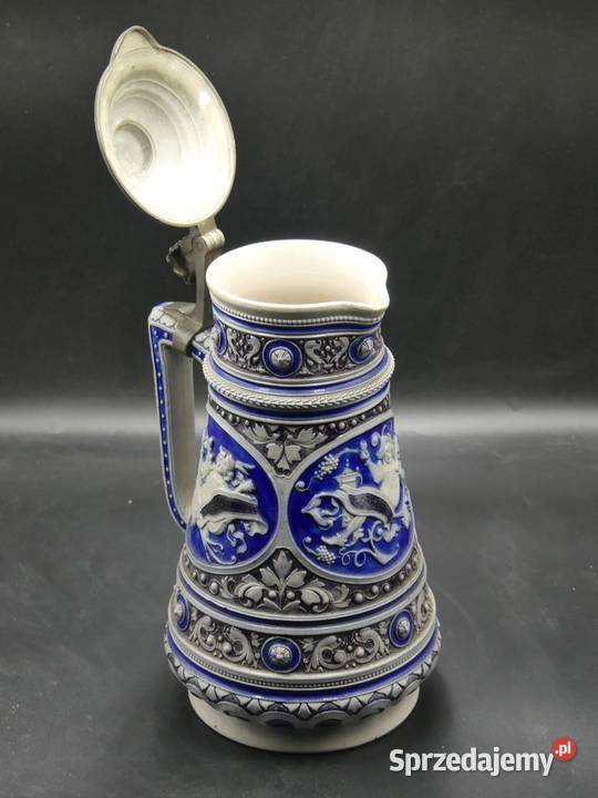 Kamionkowy dzban na wino okuwany cyną Poznań