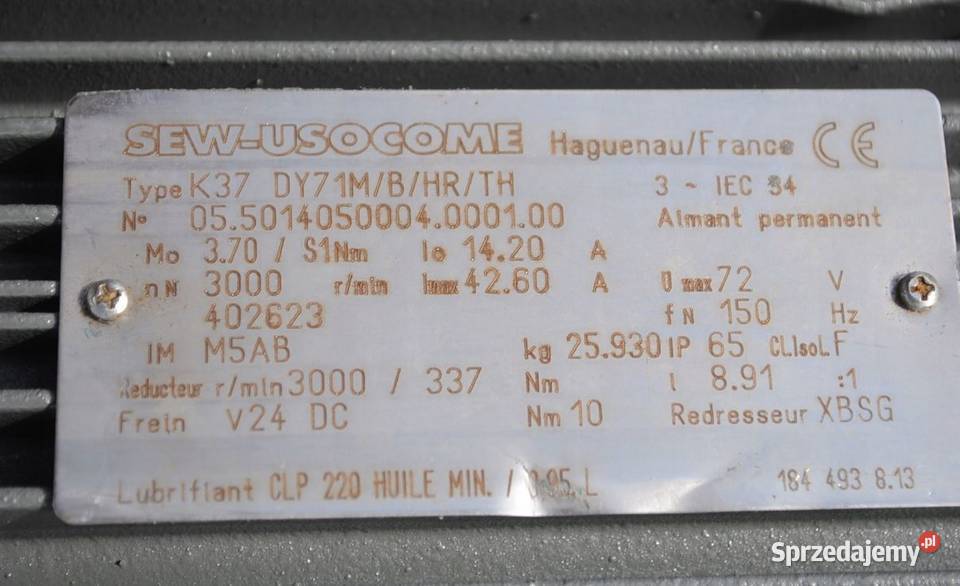 Silnik SERVOMOTOR SEW 72V 150Hz DY71MBHRTH Pozostałe Kargowa