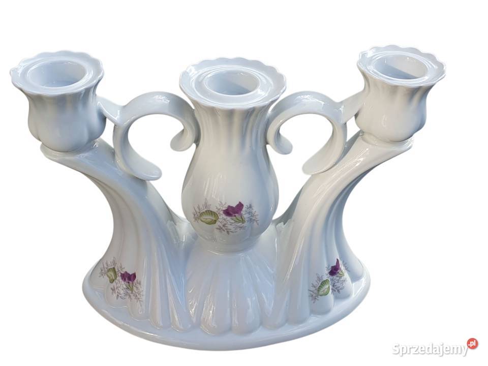 Stary porcelanowy świecznik trzyramienny Cieszyn sprzedam