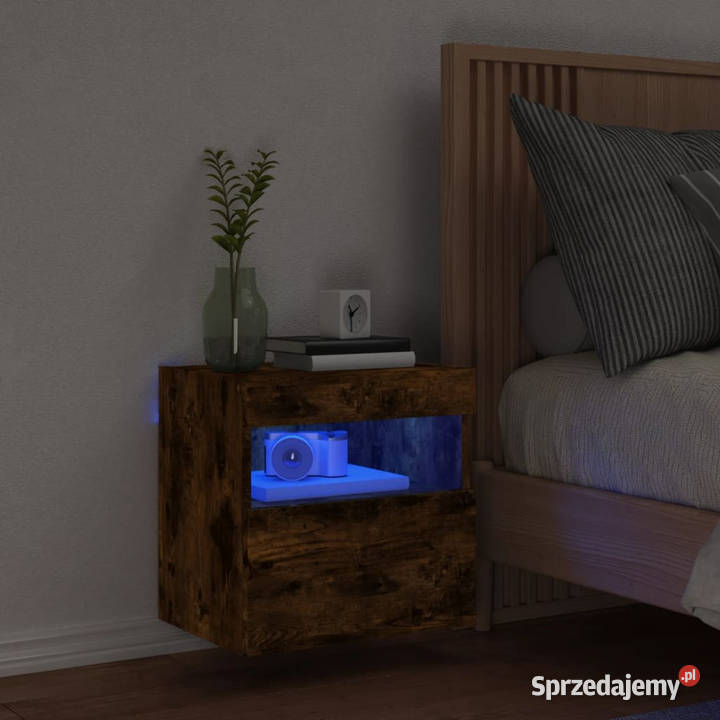 Ścienna szafka TV z LED przydymiony dąb 40x30x40 mazowieckie Warszawa